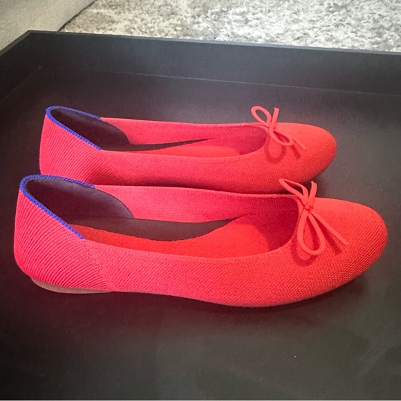 RARE ROTHYS Glamour Red Bow Ballet Flats In Box Womens Size 8-8.5 Rothy’s Shoes - Picture 9 of 16